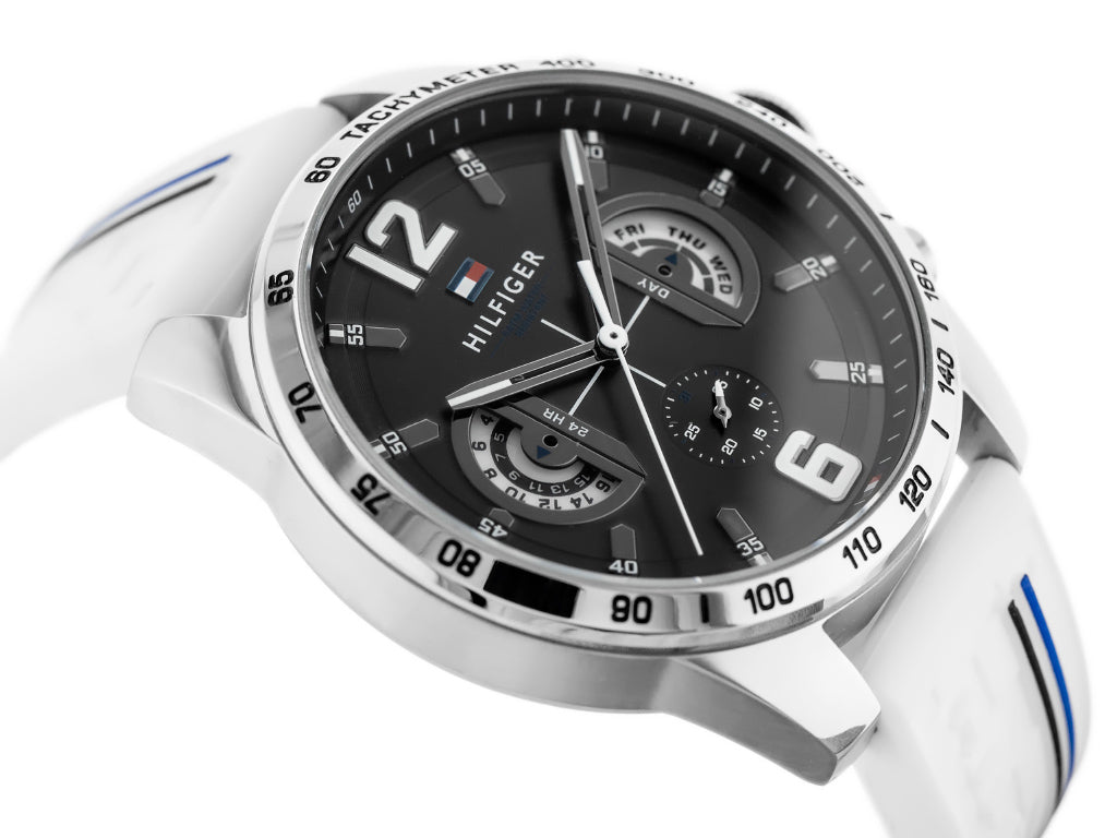  Shop Authentic Tommy Hilfiger Multifunction Black Dial White Rubber Strap Watch for Men - 1791475 - Luxxuri