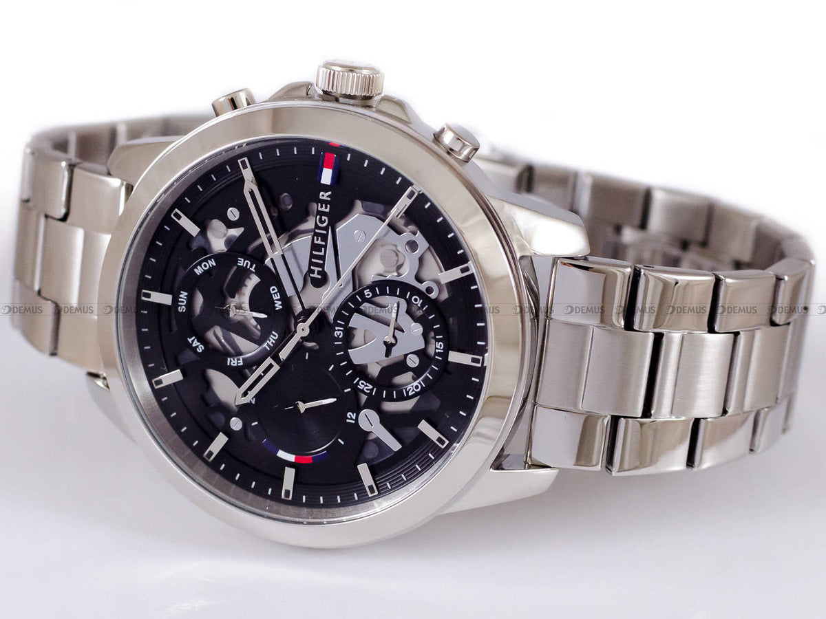  Shop Authentic Tommy Hilfiger Henry Chronograph Black Dial Silver Steel Strap Watch For Men - 1710477 - Luxxuri