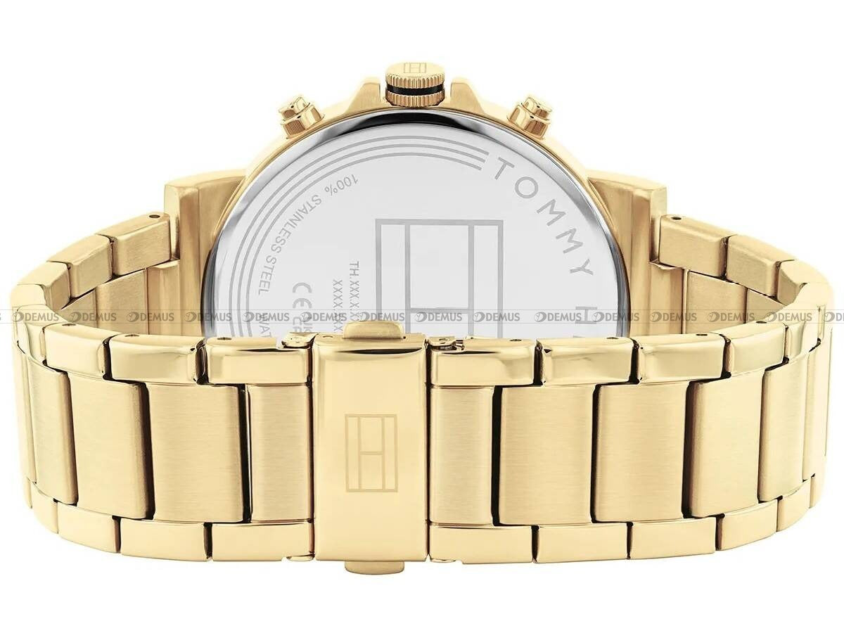  Shop Authentic Tommy Hilfiger Tyson Chronograph Black Dial Gold Steel Strap Watch For Men - 1710589 - Luxxuri