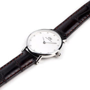  Shop Authentic Daniel Wellington York White Dial Brown Leather Strap Watch For Women - DW00100069 - Luxxuri