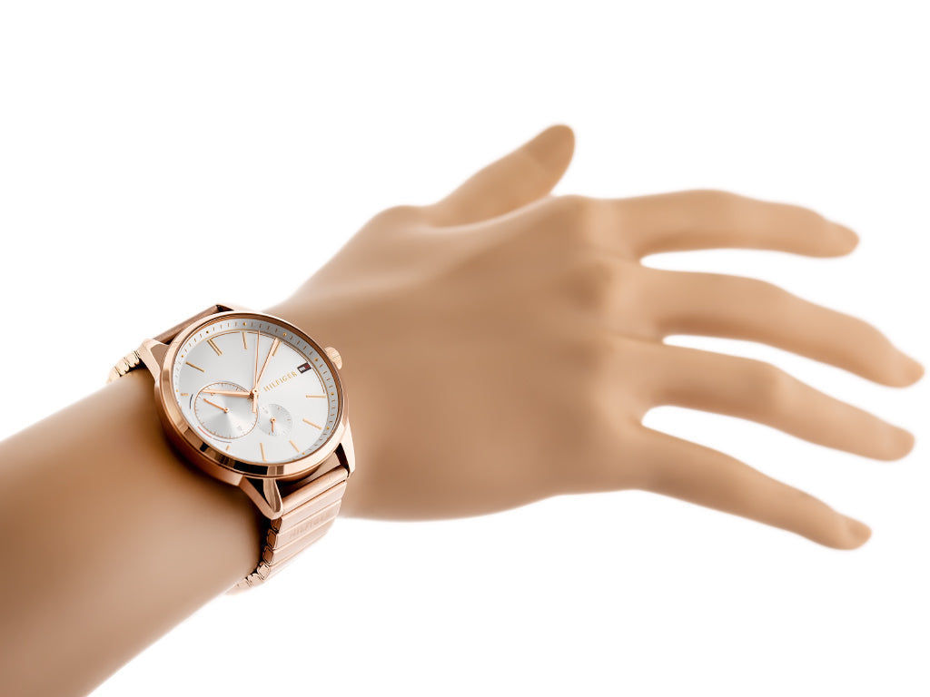  Shop Authentic Tommy Hilfiger Brooke Silver Dial Rose Gold Steel Strap Watch for Women - 1782021 - Luxxuri