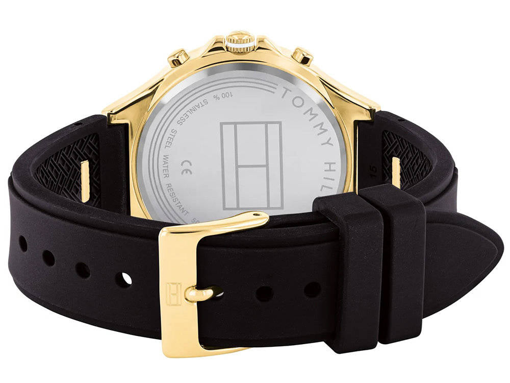  Shop Authentic Tommy Hilfiger Eve Chronograph Quartz Black Dial Black Silicone Strap Watch For Women - 1782282 - Luxxuri