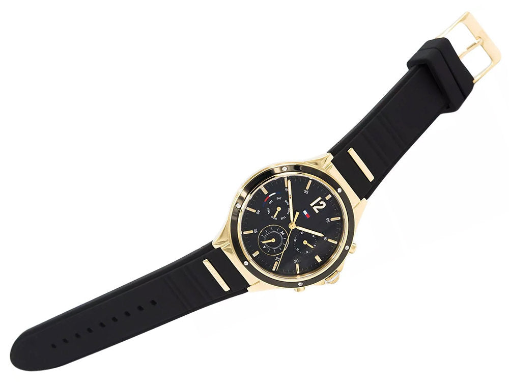  Shop Authentic Tommy Hilfiger Eve Chronograph Quartz Black Dial Black Silicone Strap Watch For Women - 1782282 - Luxxuri