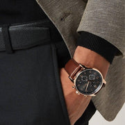  Shop Authentic Hugo Boss Navigator Grey Dial Brown Leather Strap Watch for Men - 1513496 - Luxxuri
