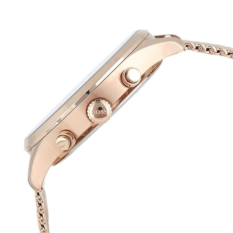  Shop Authentic Hugo Boss Associate Black Dial Rose Gold Mesh Bracelet Watch for Men - 1513806 - Luxxuri