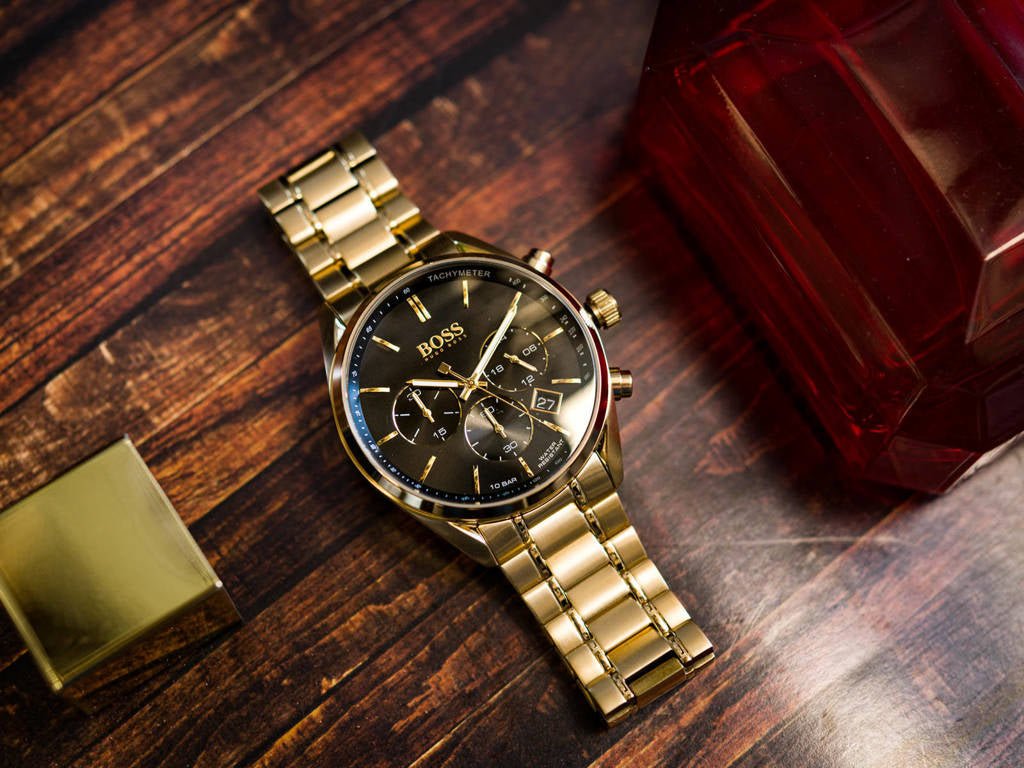  Shop Authentic Hugo Boss Champion Black Dial Gold Steel Strap Watch for Men - 1513848 - Luxxuri