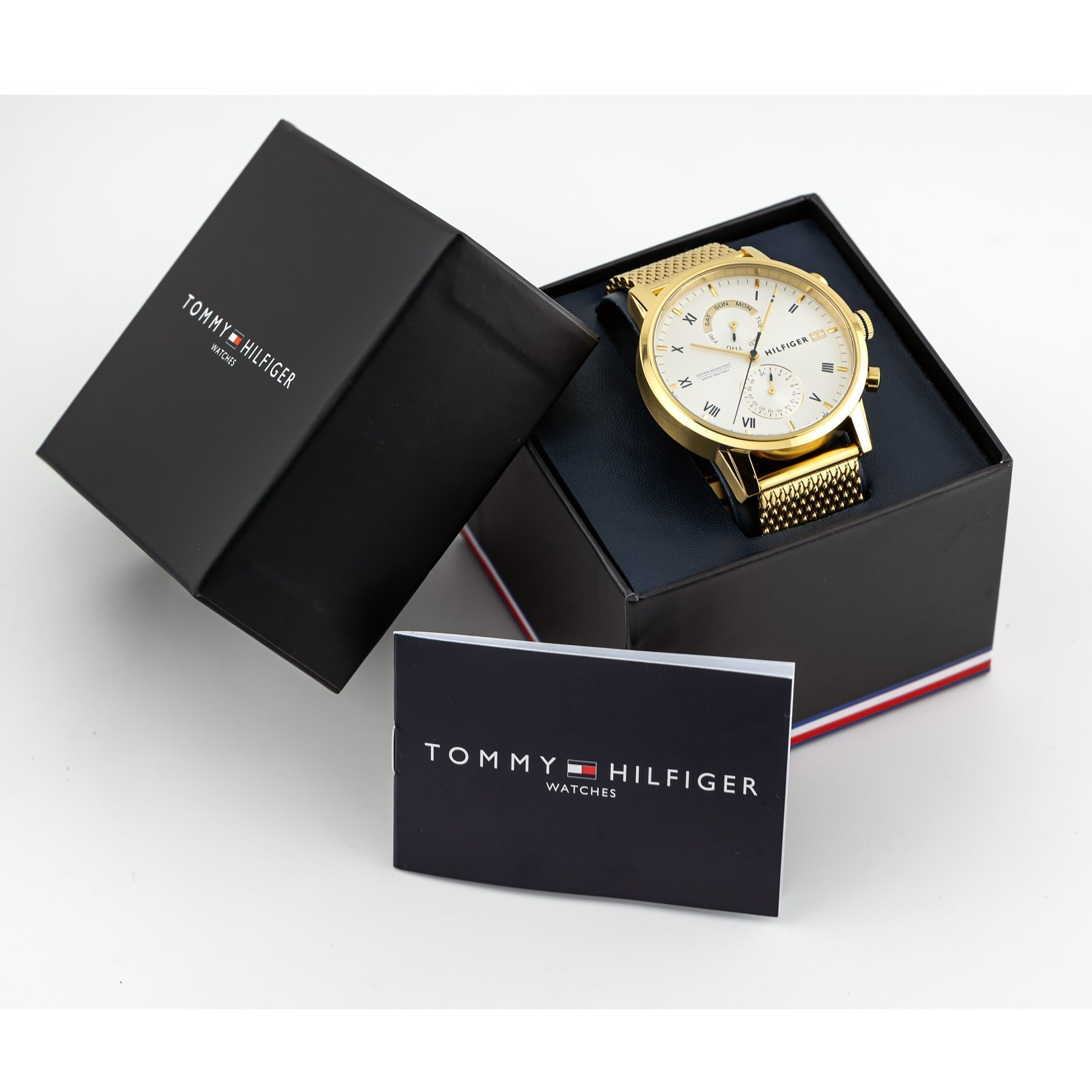  Shop Authentic Tommy Hilfiger Kane White Dial Gold Mesh Bracelet Watch for Men - 1710403 - Luxxuri