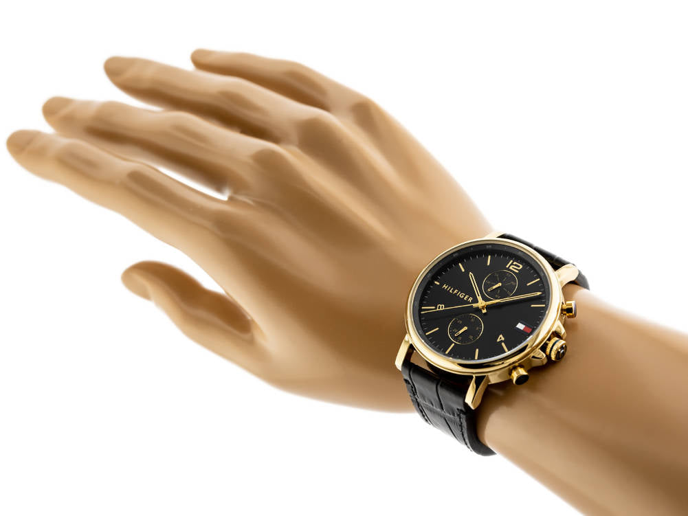  Shop Authentic Tommy Hilfiger Daniel Black Dial Black Leather Strap Watch for Men - 1710417 - Luxxuri