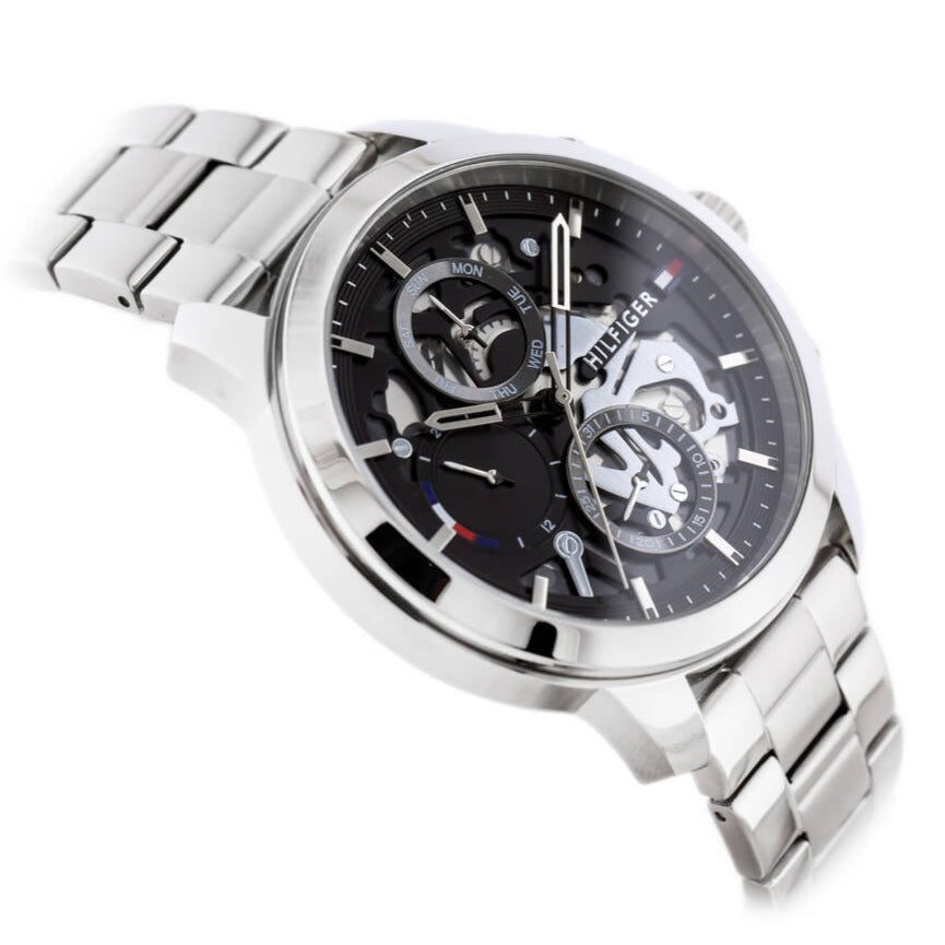  Shop Authentic Tommy Hilfiger Henry Chronograph Black Dial Silver Steel Strap Watch For Men - 1710477 - Luxxuri