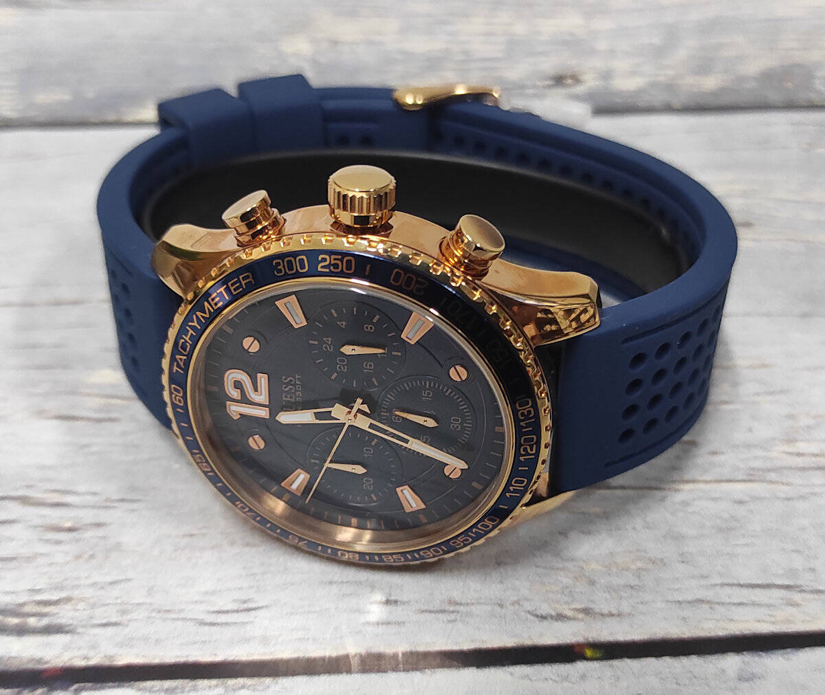  Shop Authentic Guess Fleet Blue Dial Blue Rubber Strap Watch for Men - W0971G3 - Luxxuri