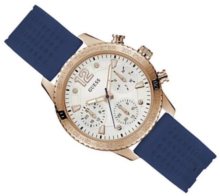  Shop Authentic Guess Marina Multifunction White Dial Blue Rubber Strap Watch for Women - W1025L4 - Luxxuri