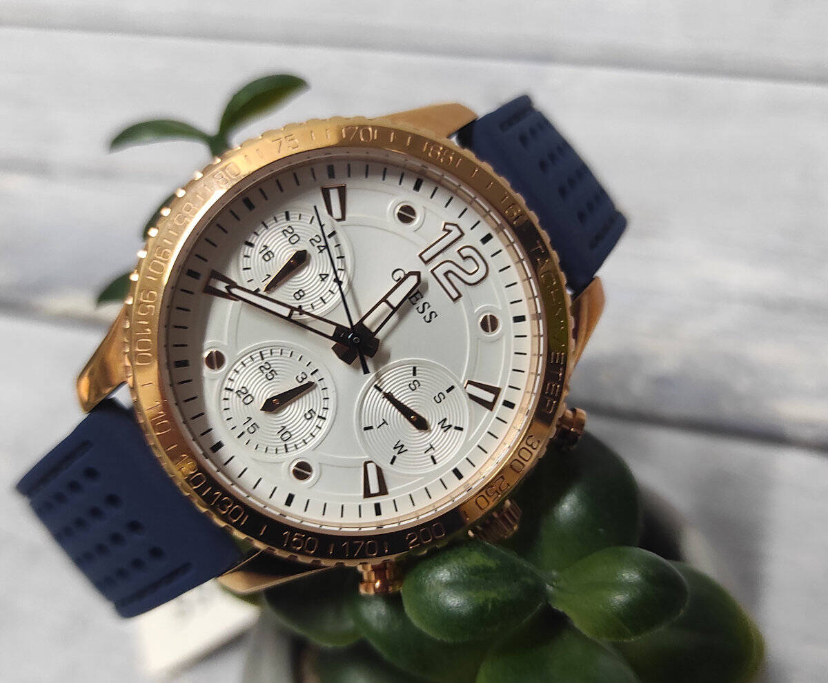  Shop Authentic Guess Marina Multifunction White Dial Blue Rubber Strap Watch for Women - W1025L4 - Luxxuri