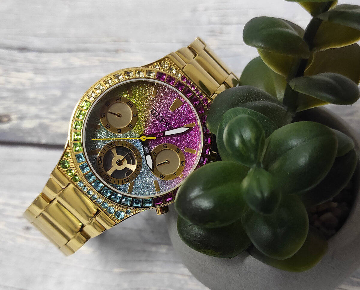  Shop Authentic Guess Sugarrush Quartz Multicolor Dial Gold Steel Strap Watch For Women - GW0258L1 - Luxxuri
