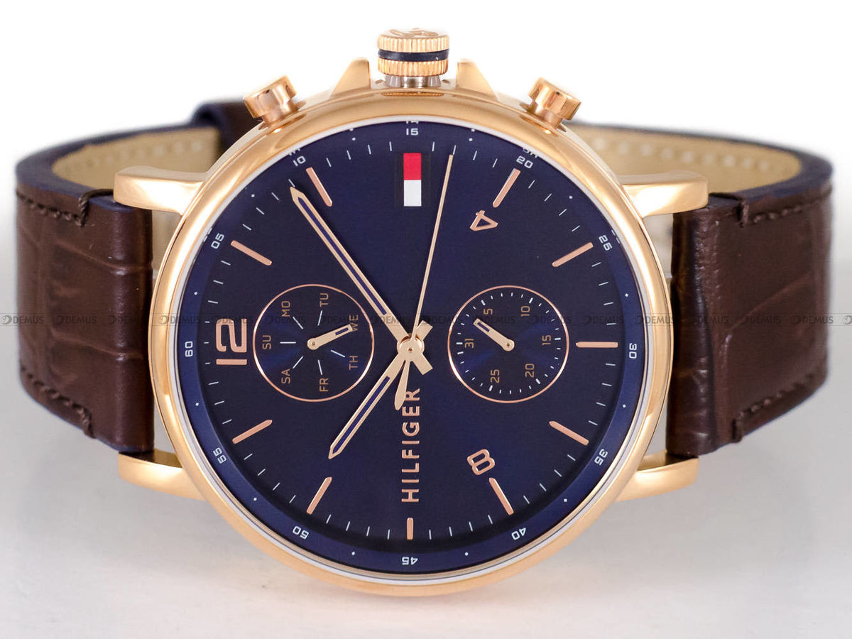  Shop Authentic Tommy Hilfiger Daniel Blue Dial Brown Leather Strap Watch for Men - 1710418 - Luxxuri