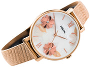  Shop Authentic Fossil Jacqueline Three-Hand White Dial Rose Gold Mesh Bracelet Watch for Women - ES4534 - Luxxuri