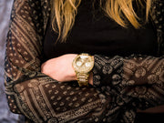  Shop Authentic Guess Frontier Diamonds Gold Dial Gold Steel Strap Watch For Women - W1156L2 - Luxxuri