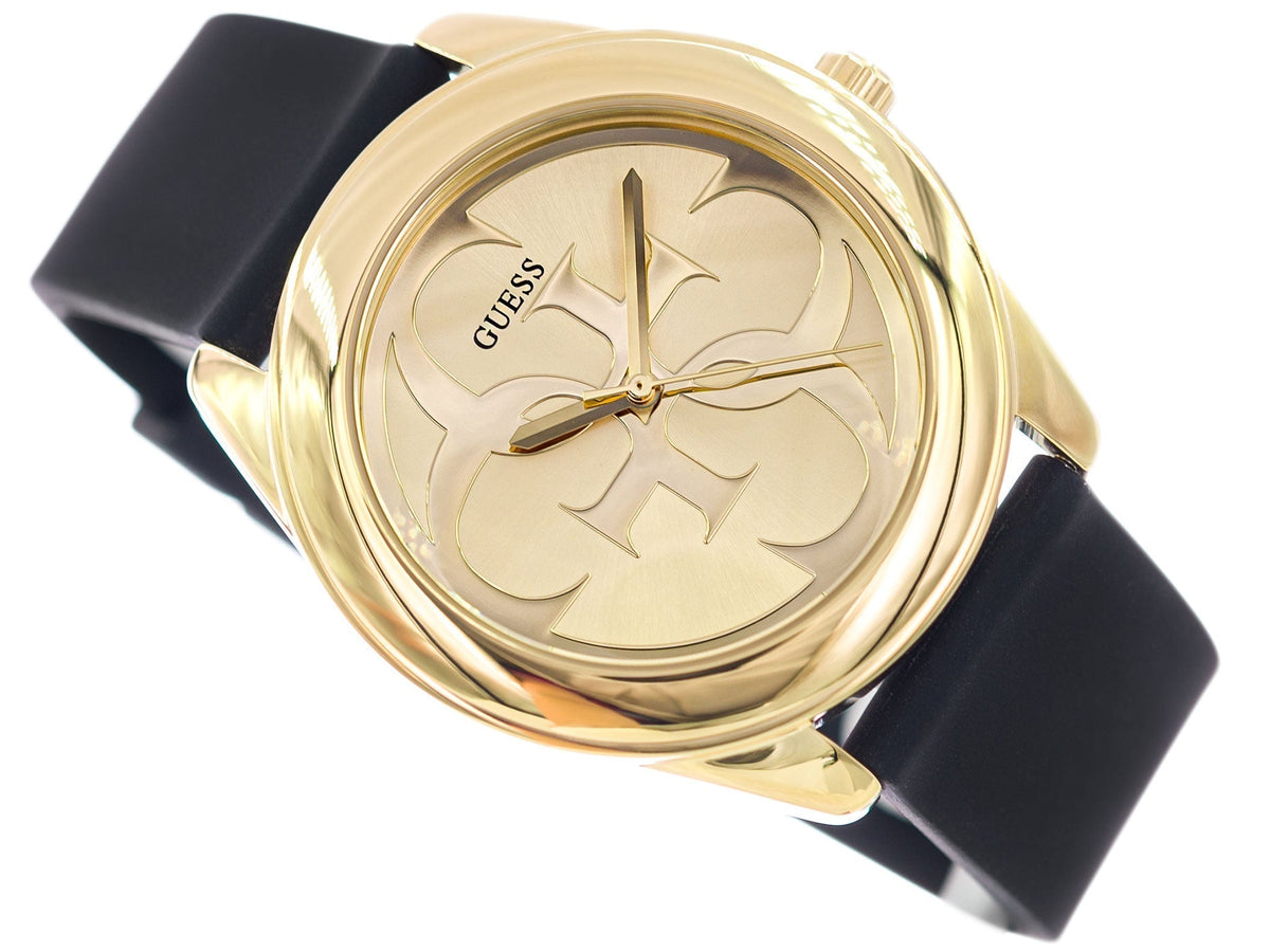  Shop Authentic Guess G Twist Gold Dial Black Leather Strap Watch for Women - W0911L3 - Luxxuri