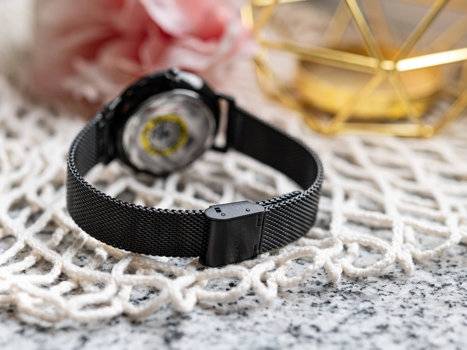  Shop Authentic Hugo Boss Infinity Black Dial Black Mesh Bracelet Watch for Women -1502521 - Luxxuri