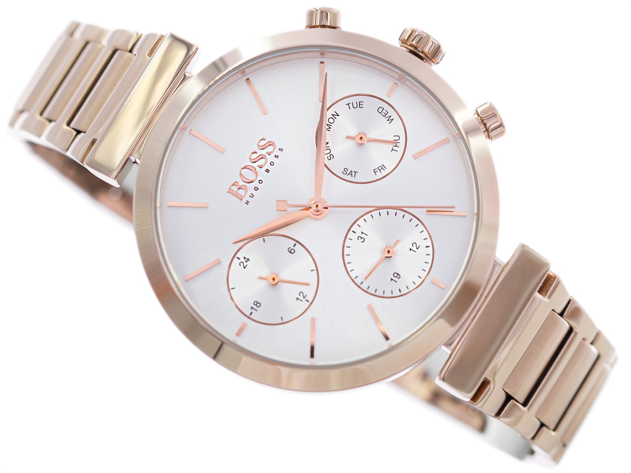  Shop Authentic Hugo Boss Flawless Quartz White Dial Gold Steel Strap Watch for Women -1502531 - Luxxuri