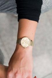  Shop Authentic Hugo Boss Infinity Gold Dial Gold Mesh Bracelet Watch for Women - 1502520 - Luxxuri