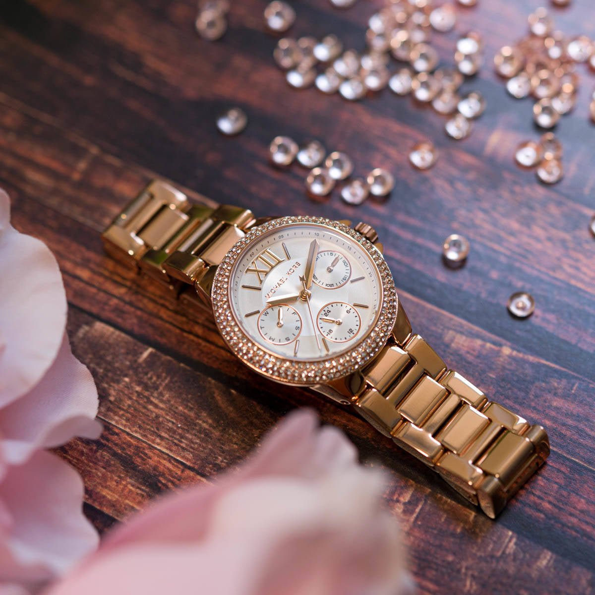  Shop Authentic Michael Kors Camille Multifunction White Dial Rose Gold Steel Strap Watch For Women - MK6845 - Luxxuri