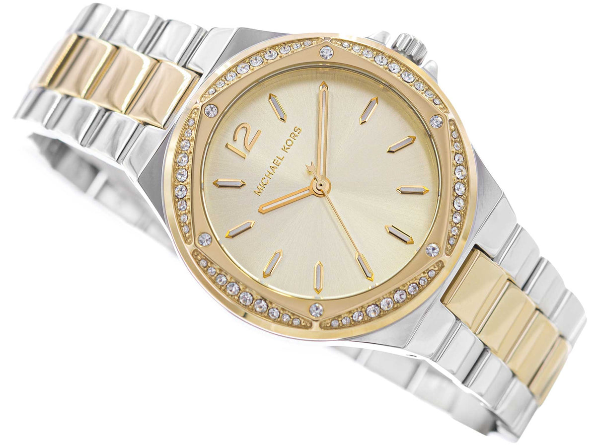  Shop Authentic Michael Kors Lennox Three-Hand Gold Dial Two Tone Steel Strap Watch For Women  - MK6988 - Luxxuri