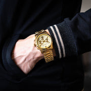  Shop Authentic Michael Kors Runway Chronograph Gold Dial Gold Steel Strap Watch For Women - MK7323 - Luxxuri