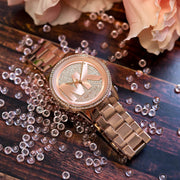  Shop Authentic Michael Kors Ritz Analog Crystals Silver Dial Rose Gold Steel Strap Watch for Women - MK6863 - Luxxuri