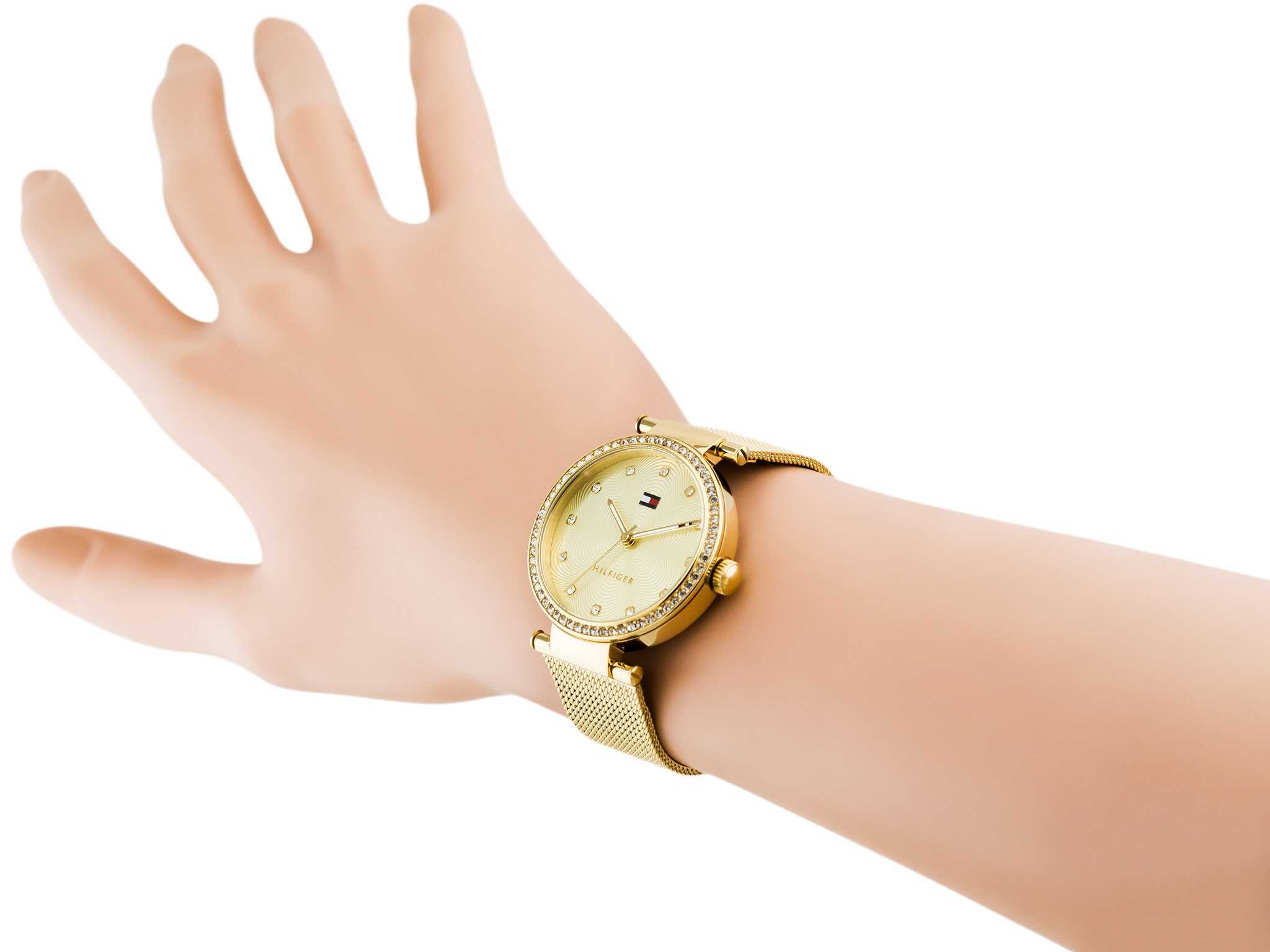  Shop Authentic Tommy Hilfiger Lynn Quartz Gold Dial Gold Mesh Bracelet Watch For Women - 1781864 - Luxxuri