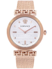  Shop Authentic Versace Meander White Dial Rose Gold Mesh Bracelet Watch for Women - VELW00620 - Luxxuri