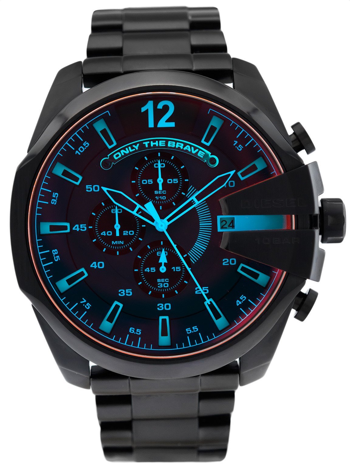  Shop Authentic Diesel Mega Chief Black Dial Black Steel Strap Watch For Men - DZ4318 - Luxxuri