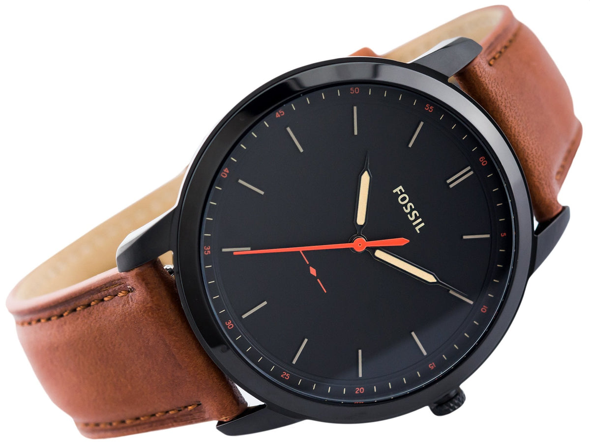  Shop Authentic Fossil The Minimalist Black Dial Brown Leather Strap Watch for Men - FS5305 - Luxxuri