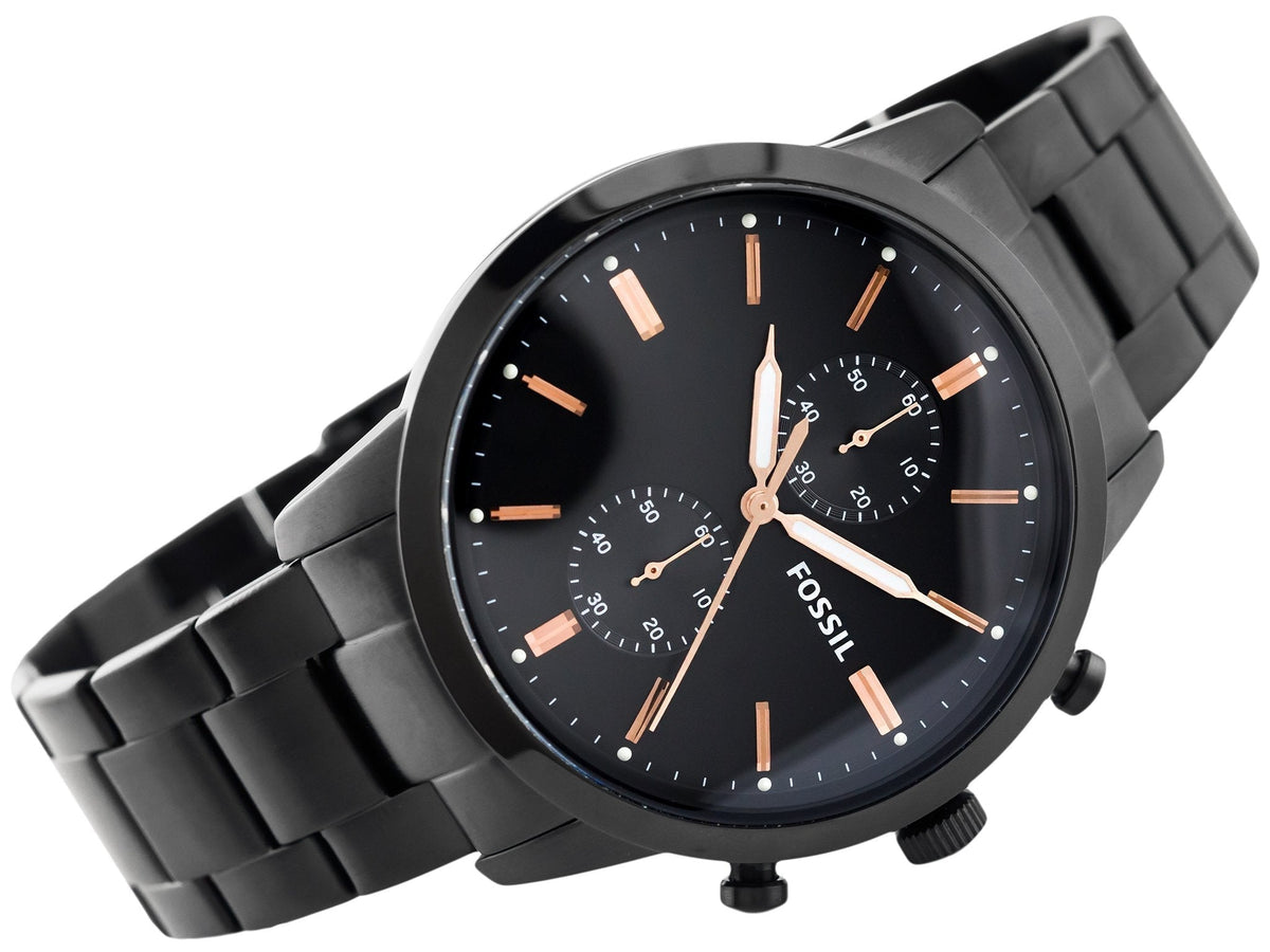  Shop Authentic Fossil Townsman Chronograph Black Dial Black Steel Strap Watch for Men - FS5379 - Luxxuri
