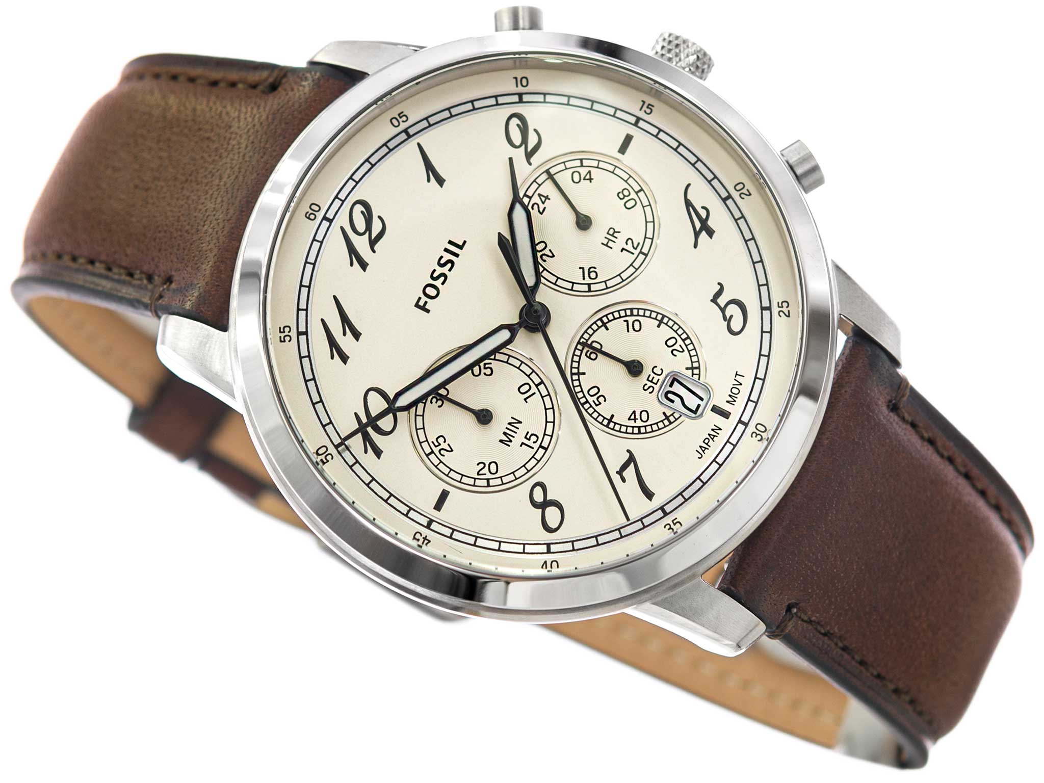 Shop Authentic Fossil Neutra Chronograph White Dial Brown Leather Strap Watch for Men - FS6022 - Luxxuri