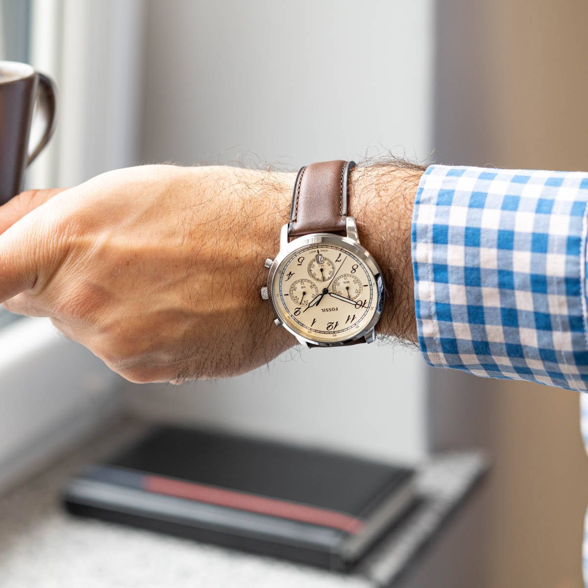  Shop Authentic Fossil Neutra Chronograph White Dial Brown Leather Strap Watch for Men - FS6022 - Luxxuri