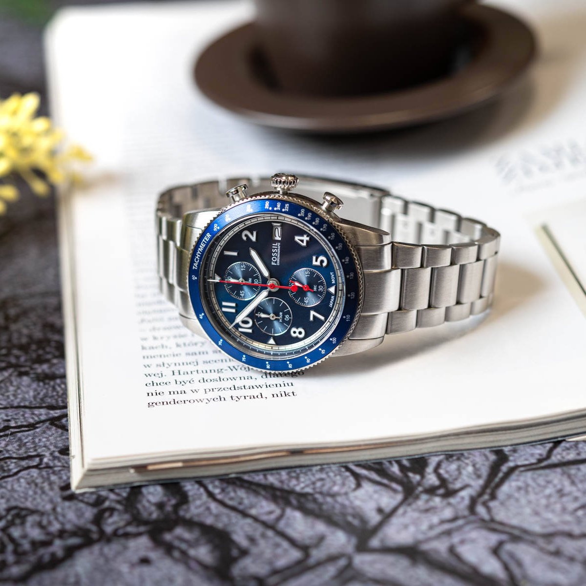  Shop Authentic Fossil Sport Tourer Chronograph Blue Dial Silver Steel Strap Watch for Men - FS6047 - Luxxuri