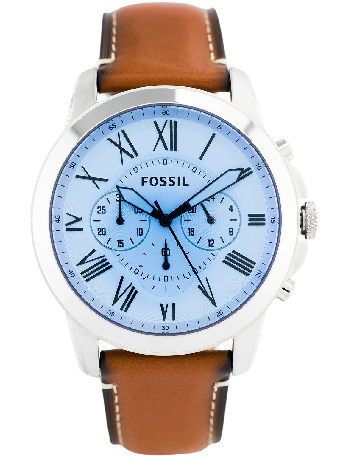  Shop Authentic Fossil Grant Chronograph Blue Dial Brown Leather Strap Watch for Men - FS5184 - Luxxuri
