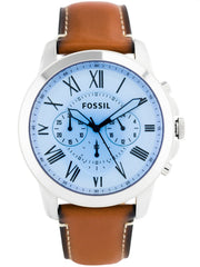  Shop Authentic Fossil Grant Chronograph Blue Dial Brown Leather Strap Watch for Men - FS5184 - Luxxuri