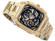  Shop Authentic Fossil Inscription Automatic Skeleton Black Dial Gold Steel Strap Watch for Men - BQ2573 - Luxxuri