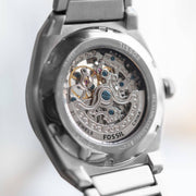  Shop Authentic Fossil Everett Automatic Skeleton Blue Dial Silver Steel Strap Watch for Men - ME3220 - Luxxuri