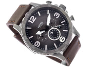  Shop Authentic Fossil Nate Chronograph Grey Dial Brown Leather Strap Watch for Men - JR1424 - Luxxuri