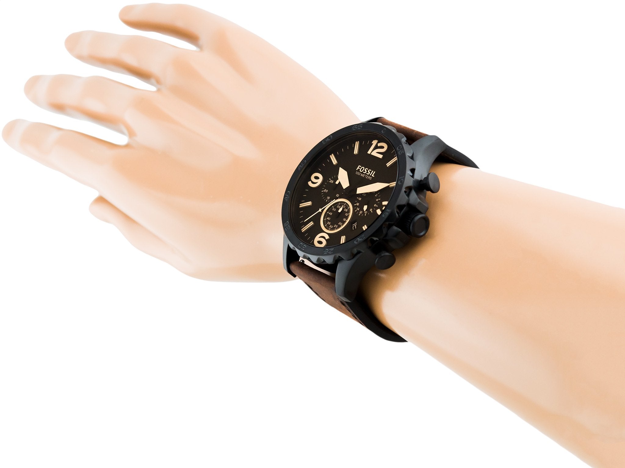  Shop Authentic Fossil Nate Chronograph Brown Dial Brown Leather Strap Watch for Men - JR1487 - Luxxuri