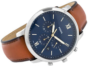 Shop Authentic Fossil Neutra Chronograph Blue Dial Brown Leather Strap Watch for Men - FS5453 - Luxxuri