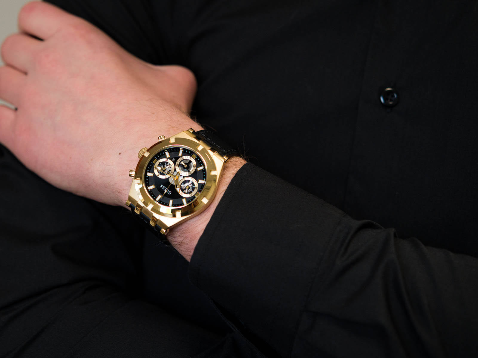  Shop Authentic Guess Continental Black Dial Black Rubber Strap Watch for Men - GW0262G2 - Luxxuri