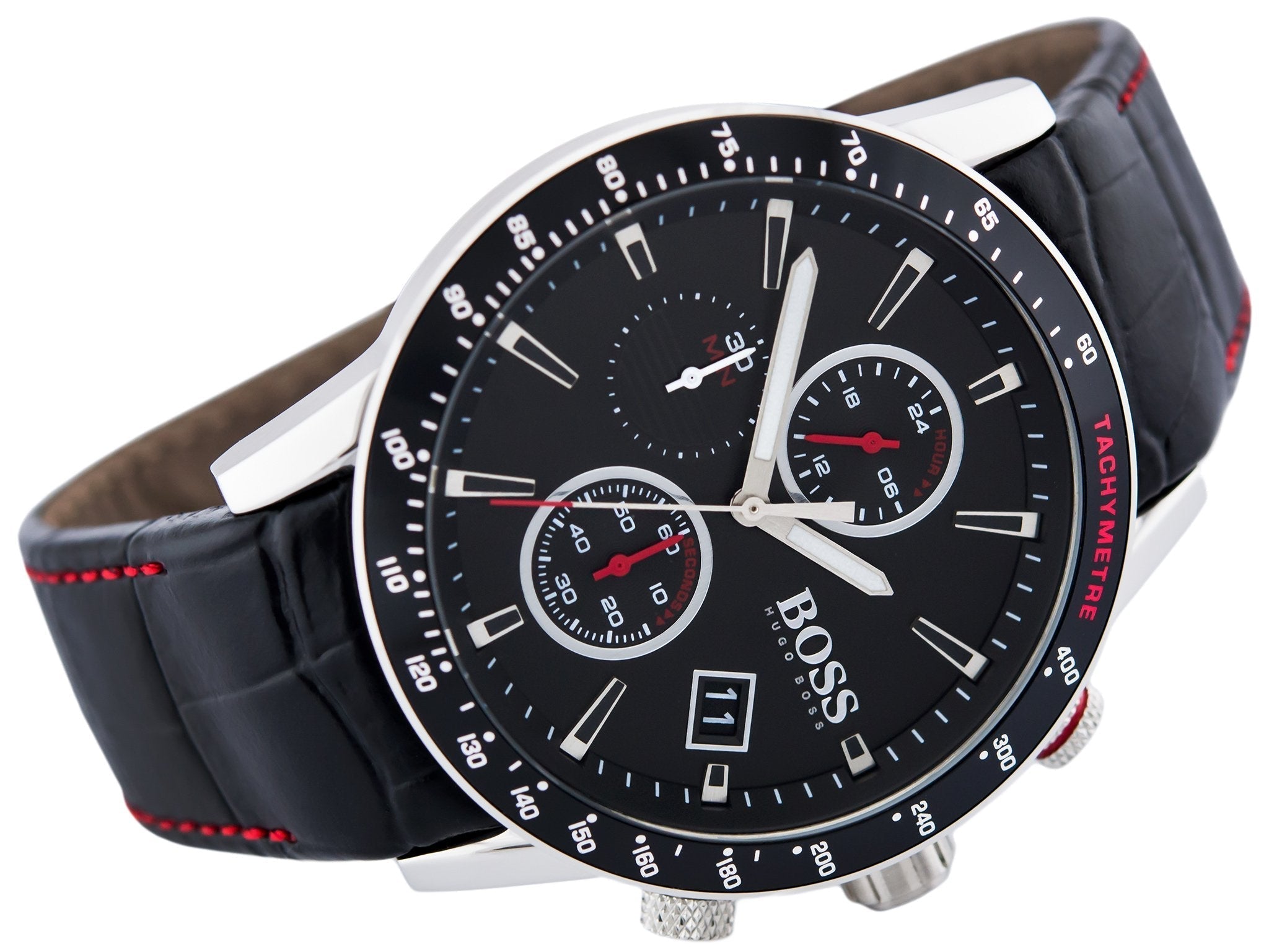  Shop Authentic Hugo Boss Rafale Chronograph Black Dial Black Leather Strap Watch For Men - 1513390 - Luxxuri