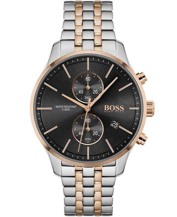 Shop Authentic Hugo Boss Associate Chronograph Black Dial Two Tone Steel Strap Watch for Men - 1513840 - Luxxuri