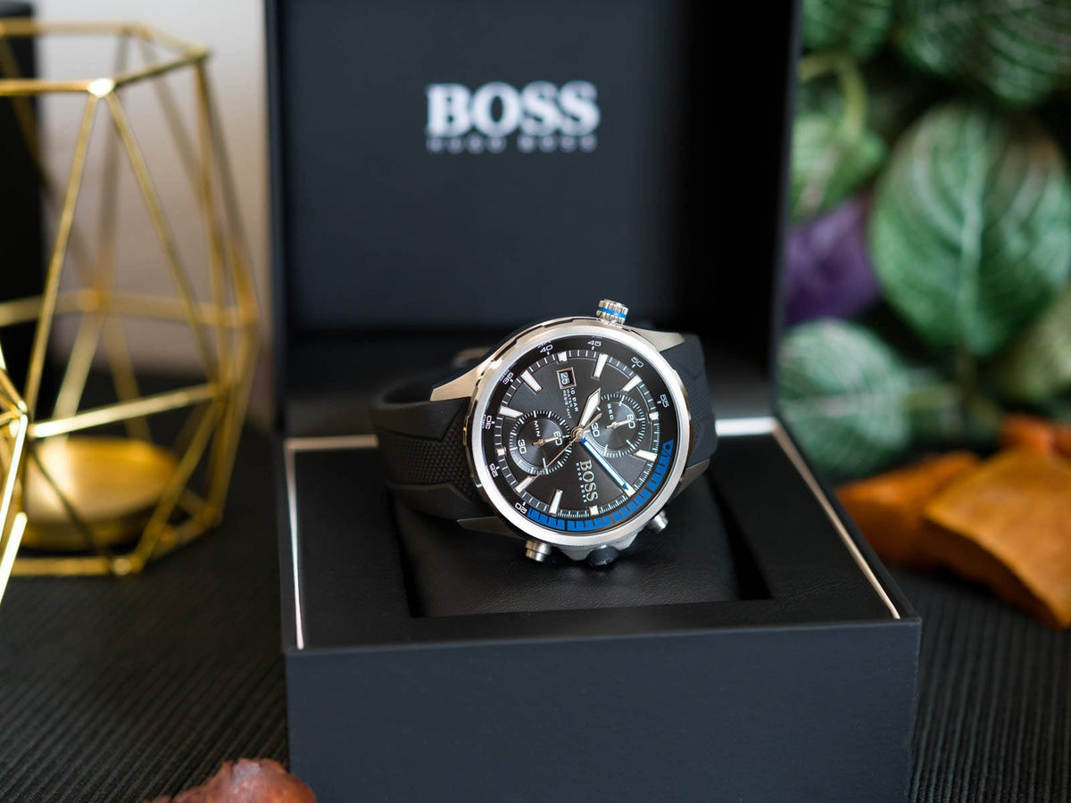  Shop Authentic Hugo Boss Globetrotter Black Dial Black Silicone Strap Watch for Men - 1513820 - Luxxuri