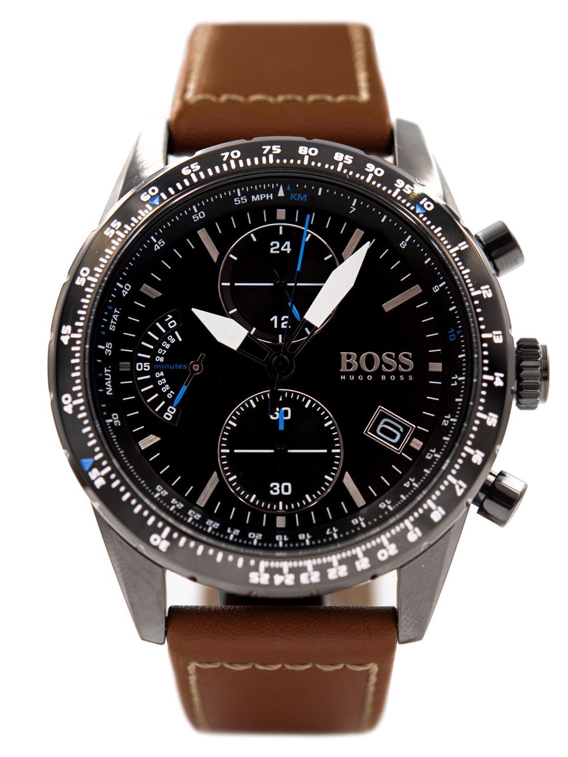  Shop Authentic Hugo Boss Pilot Black Dial Brown Leather Strap Watch for Men - 1513851 - Luxxuri