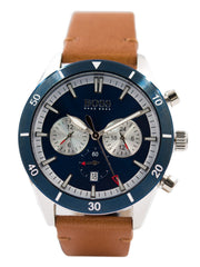  Shop Authentic Hugo Boss Santiago Blue Dial Brown Leather Strap Watch for Men - 1513860 - Luxxuri