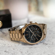  Shop Authentic Michael Kors Lennox Chronograph Black Dial Rose Gold Steel Strap Watch For Men - MK9119 - Luxxuri